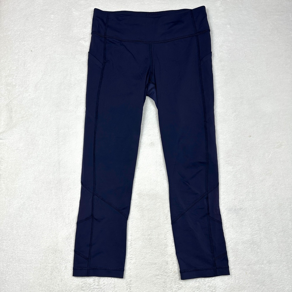Lululemon Speed Up Crop 21 Navy Blue Running Leggings‎ LW6AM7S Womens Size 6